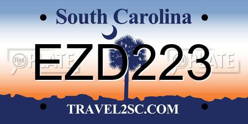 EZD223 South Carolina License Plate