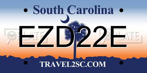 EZD22E South Carolina License Plate