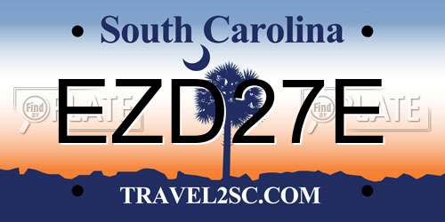 EZD27E South Carolina License Plate