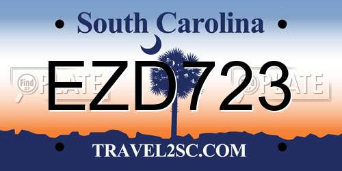 EZD723 South Carolina License Plate