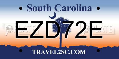 EZD72E South Carolina License Plate