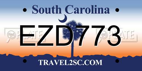EZD773 South Carolina License Plate