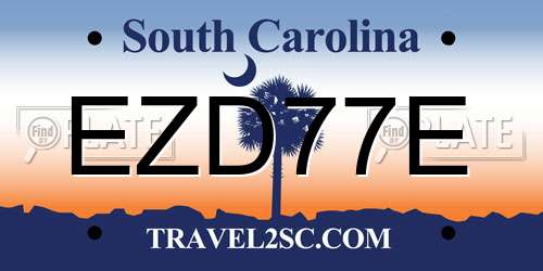 EZD77E South Carolina License Plate