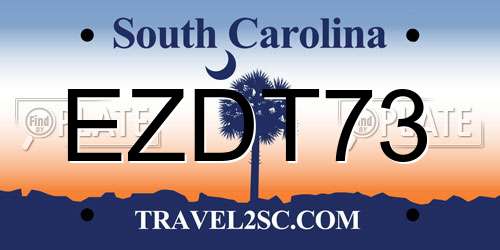 EZDT73 South Carolina License Plate
