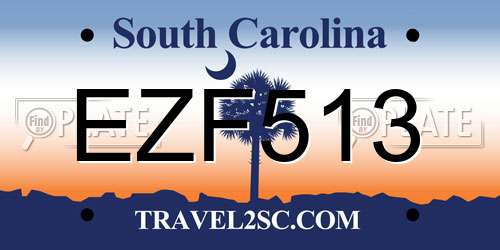 EZF513 South Carolina License Plate