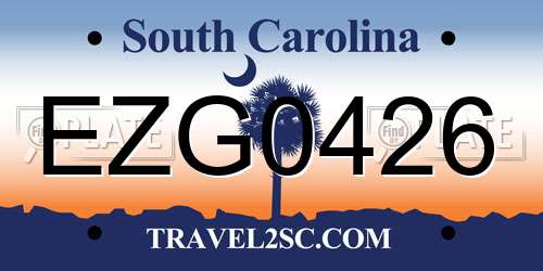 EZG0426 South Carolina License Plate