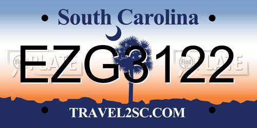 EZG3122 South Carolina License Plate
