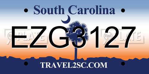 EZG3127 South Carolina License Plate