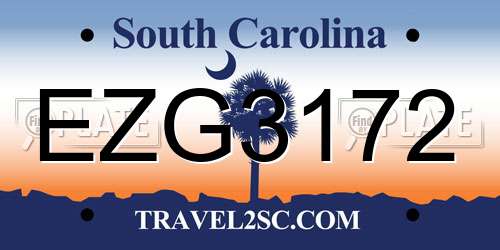 EZG3172 South Carolina License Plate