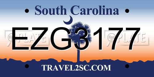 EZG3177 South Carolina License Plate