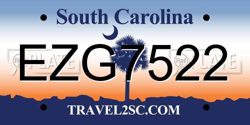 EZG7522 South Carolina License Plate