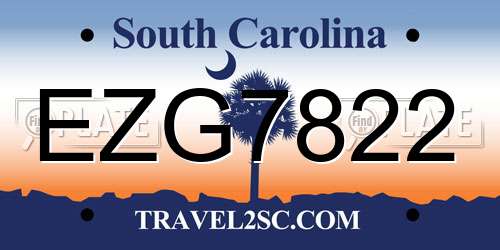 EZG7822 South Carolina License Plate