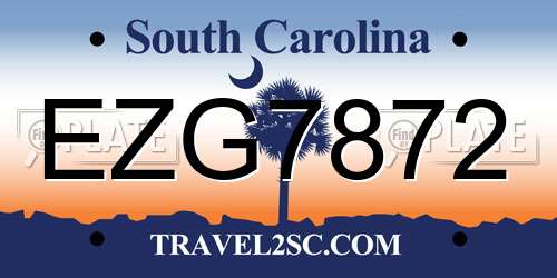 EZG7872 South Carolina License Plate