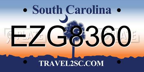 EZG8360 South Carolina License Plate