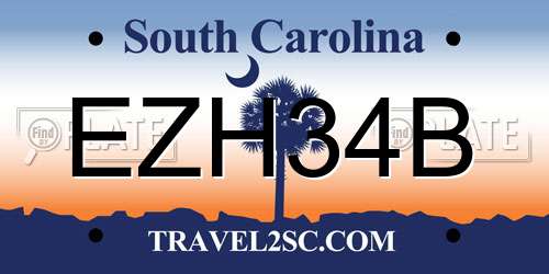 EZH34B South Carolina License Plate