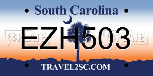 EZH503 South Carolina License Plate