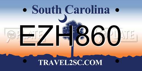 EZH860 South Carolina License Plate