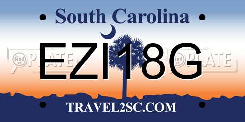 EZI18G South Carolina License Plate