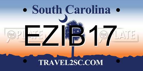 EZIB17 South Carolina License Plate