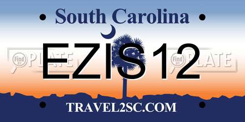 EZIS12 South Carolina License Plate