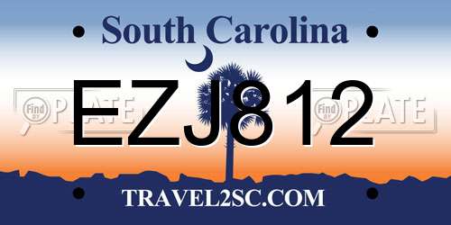 EZJ812 South Carolina License Plate