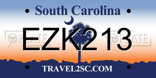 EZK213 South Carolina License Plate