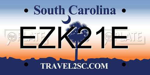 EZK21E South Carolina License Plate