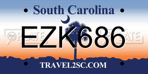 EZK686 South Carolina License Plate