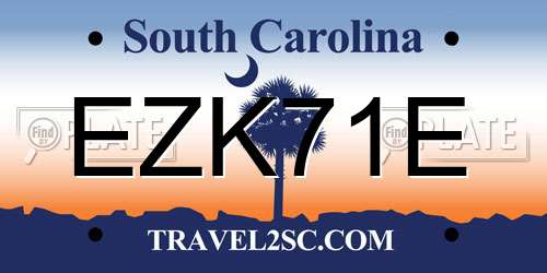EZK71E South Carolina License Plate