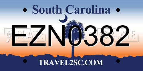 EZN0382 South Carolina License Plate