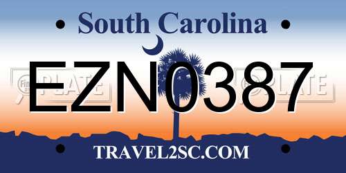 EZN0387 South Carolina License Plate