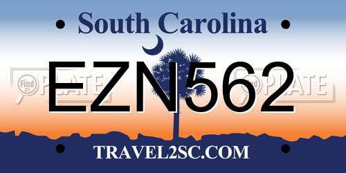 EZN562 South Carolina License Plate