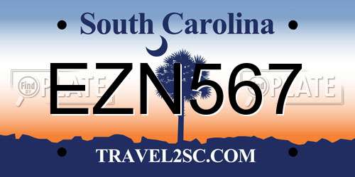 EZN567 South Carolina License Plate
