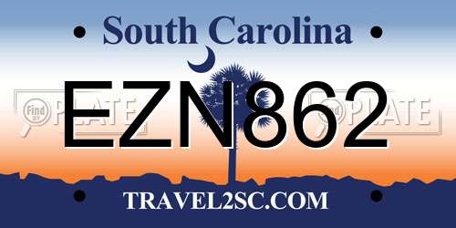 EZN862 South Carolina License Plate