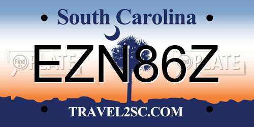 EZN86Z South Carolina License Plate
