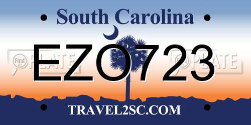 EZO723 South Carolina License Plate