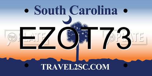 EZOT73 South Carolina License Plate