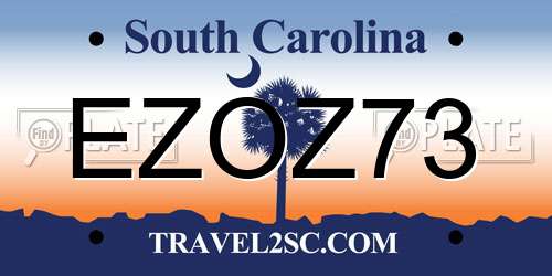 EZOZ73 South Carolina License Plate