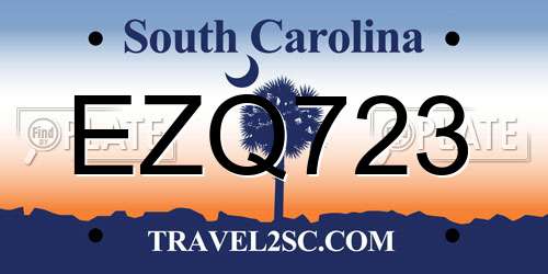 EZQ723 South Carolina License Plate