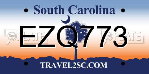 EZQ773 South Carolina License Plate