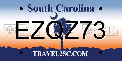 EZQZ73 South Carolina License Plate
