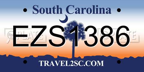 EZS1386 South Carolina License Plate