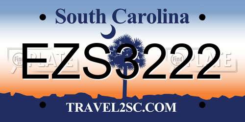 EZS3222 South Carolina License Plate