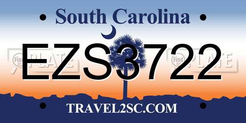 EZS3722 South Carolina License Plate