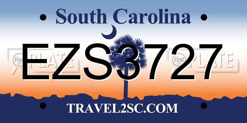 EZS3727 South Carolina License Plate