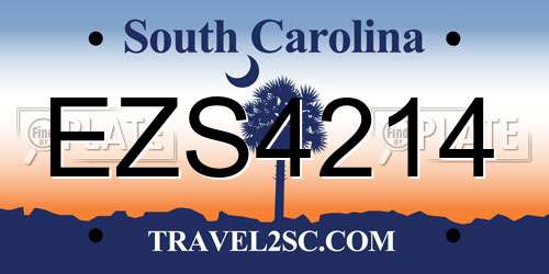 EZS4214 South Carolina License Plate