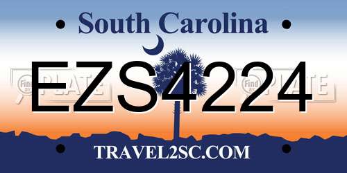 EZS4224 South Carolina License Plate
