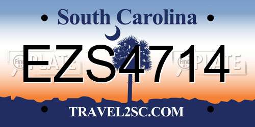 EZS4714 South Carolina License Plate