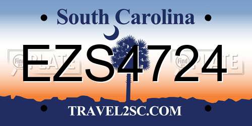 EZS4724 South Carolina License Plate