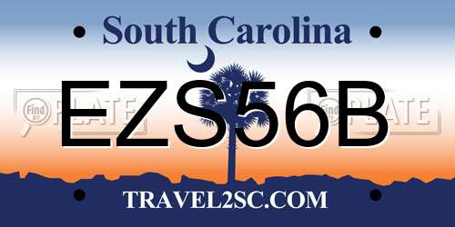 EZS56B South Carolina License Plate